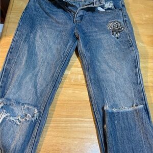 RVCA Blue Distressed Ankle Jeans